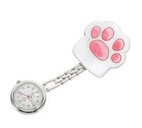 Tofficu Montre de Poche Patte de Chat Rose, Clip de Poitrine Précis | Cadran à Grands Chiffres, Design Créatif et Léger, Usage Hôpital, pour Étudiants et Médecins