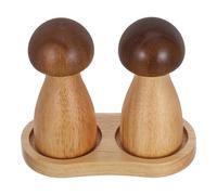 Tofficu Moulin à Poivre Manuel Rechargeable en Bois D’acacia Forme Champignon, Lot 2 Pièces Socle en Chêne Naturel, Broyeur Sel et Poivre Cuisine, Moulin Grains de Café et Sel de Mer