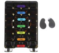 Tofficu Organisateur de Remède Portable 28 Compartiments Hebdomadaire, Étui Pratique Résistant à L'usure pour Maison et Voyage, Petit Pilulier Multifonction Brun, Rangement Remède Matin