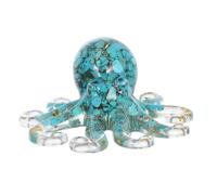 Tofficu Ornement Pieuvre en Cristal Naturel 1 Pièce Éclats de Turquoise et Feuille D’Or, Figurine Décorative Marine pour Aquarium et Bureau, Statue Décorative Océanique Compacte