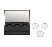 Tofficu Palette de Maquillage Vide Magnétique à 3 Compartiments, Boîtiers en Aluminium Rectangulaires Mats Noirs, Emplacement Pinceau Intégré, Palette Rechargeable pour Fards à Paupières