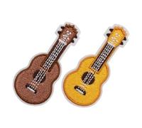 Tofficu Patchs De Broderie Guitare Patchs De Couture Pour Vêtements, Lot De 2 Pièces Jaune Et Marron, Accessoire Artisanal Diy, Décoratif Pour Paquet Et Vêtements, Usage Créatif Et Réparation Textile