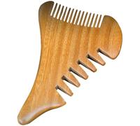 Tofficu Peigne de Massage en Bois de Santal Vert 12,5x8,5x1,5 Cm, Antistatique, Démêlant pour Cuir Chevelu, Cheveux Bouclés, Outil Multifonction pour Relaxation et Soins Capillaires