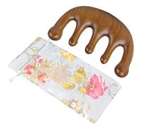 Tofficu Peigne en Bois de Santal Naturel à 5 Dents Larges pour Massage du Cuir Chevelu, Peigne de Relaxation Portable Antistatique, Soin du Cuir Chevelu à Domicile Pochette de Rangement