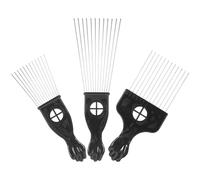 Tofficu Peigne Métallique à Dents Larges en Acier Inoxydable, Lot de 3 Peignes Démêlants pour Cheveux Afro et Bouclés, Outil Coiffure Homme, Adapté Cheveux Secs et Mouillés, Usage Maison