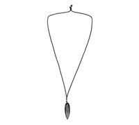 Tofficu Pendentif en Pierre Noire pour Collier, Breloque de Grosse Taille à Finition Polie, Design Stylé pour Ornement Maison et Collectionneurs