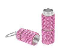 Tofficu Petit Pilulier Porte-clés Orné de Cristaux à 3 Compartiments | Gestion des Remèdes, Évite les Mélanges, Attache Clé, Métal Décoré, Voyage et Activités Extérieures