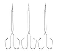 Tofficu Pince à Charbon de Bois pour Barbecue 26 Cm Lot de 3 Pinces Longues en Fer pour Cheminée et Fumoir Accessoire Multifonction pour Manipulation Sécurisée des Braises en Extérieur