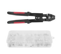 Tofficu Pince à Sertir Câble Métallique en Acier Inoxydable, Kit Portatif 1 Pièce 150 Embouts Aluminium en 8, Outil de Sertissage pour Pêche et Travaux Électriques, Poignée Antidérapante