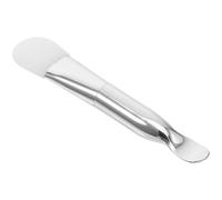 Tofficu Pinceau Masque Facial Double Embout en Silicone Argenté avec Spatule, Brosse Souple pour Application Crème, Boue et Gel, Outil de Soin Visage Multifonction, Lavage Facile,