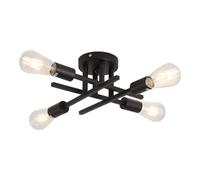 Tofficu Plafonnier Industriel Noir Quatre Têtes Style Américain Vintage pour Cuisine Salon Couloir Lampe de Plafond Moderne Semi-encastrée Décorative pour Balcon et Restaurant