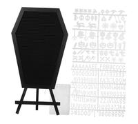 Tofficu Planche à Lettres Forme de Cercueil Halloween Bois et Feutre avec Support Tableau Mémo Diy pour Décoration Festive de Maison Bureau et Fête