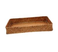 Tofficu Plateau de Service Tissé la Main en Paille, Panier de Rangement Pratique et Élégant pour Table à Manger, Décoration Rustique et Atmosphère Chaleureuse