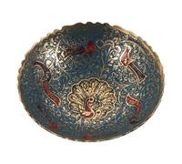 Tofficu Plateau D'offrande Offerte Polyvalente Bouddhiste en Laiton Bleu Motifs Captivants, Assiette de Fruits pour Prières et Décoration Intérieure