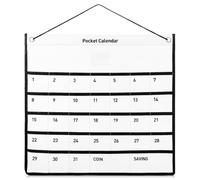 Tofficu Pochette Calendrier Mural en Tissu Non Tissé Blanc, 1 Pièce, Rangement Mural Pratique pour Calendrier Mensuel, Organiseur de Poche Multifonction pour Maison et Bureau, Suspendu