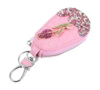 Tofficu Pochette pour Clés de Voiture Rose en Pu, Protection Élégante | Étui pour Télécommande et Clés, Usage Voiture, Forme Fleur Rose, Pratique à Porter