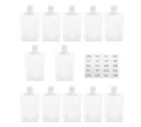Tofficu Pochettes de Voyage pour Lotion 50ml Bec Verseur, Sachets Souples en Plastique Transparent 13 Pièces, Étanches et Portables pour Cosmétiques et Huiles Essentielles