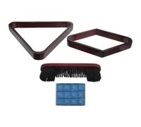 Tofficu Porte-Boules de Billard en Bois Massif 2-1/4 Triangle et Cadre, Accessoires pour Billard Incluant Brosse de Table et Craies, pour Bar et Salle de Jeux