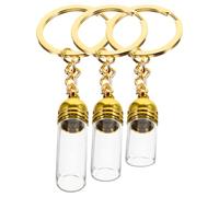 Tofficu Porte-clés Design Polyvalent 3 Pièces Distributeur D'huile Essentielle Petites Bouteilles en Verre Or pour Pendentif Paquet à Dos et Présent