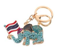 Tofficu Porte-clés Éléphant Strass Colorés avec Drapeau Thaïlandais, Petit Porte-clés Mignon en Métal pour Paquet à Main, Paquet à Dos, Accessoire Bijou Patriotique, Présent Souvenir