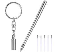 Tofficu Porte-Clés Stylo Rétractable En Acier Inoxydable - Mini Stylo À Bille Télescopique Avec Recharges