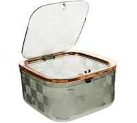 Tofficu Poubelle de Bureau Transparente Pet avec Couvercle Bac à Déchets Compact et Stable pour Maison Cuisine et Bureau Style Moderne et Pratique Mini Poubelle Nordique Vert Émeraude