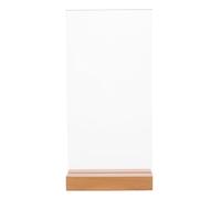 Tofficu Présentoir Acrylique T-type Vertical 100×200 Mm Base Bois Hêtre, Porte-étiquette de Prix Polyvalent pour Affichage Menu Restaurant, Support Publicitaire de Table Style Aléatoire