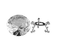 Tofficu Presse-papiers en Cristal 6 Cm avec Support Métallique Argenté, Ornement Décoratif pour Maison et Bureau, Décoration Mariage, Gros Diamant en Cristal Éclatant