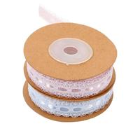 Tofficu Ruban de Dentelle 15 Mm X 5 M, 2 Pièces en Polyester sans Élasticité, Bleu et Rose, pour Vêtements, Couture et Loisirs Créatifs, Galon Décoratif DIY Polyvalent