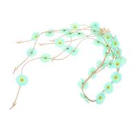 Tofficu Serrage-tête Floral Hippie Artisanal en Nylon Vert Clair Perles, Résistant Décoloration, pour Festivals et Activités en Plein Air