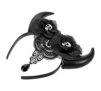 Tofficu Serrage-tête Halloween en Plastique et Tissu Noir Cornes de Démon, Léger et Polyvalent pour Cosplay et Fêtes Costumées