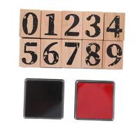 Tofficu Set de Chiffres Bois avec Encreurs Rouge et Noir Numérotés pour Scrapbooking Bricolage Journaux Calendriers et Activités Éducatives