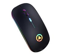 Tofficu Souris sans Fil RGB Rechargeable Silencieuse Ergonomique pour Bureau Jeu Professionnel Lumière Multicolore Noir Mat