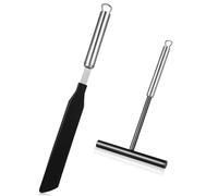 Tofficu Spatule à Crêpe et Grattoir à Beurre Acier Inoxydable Outil de Pâtisserie Ergonomique pour Cuisson et Décoration de Gâteaux Ensemble