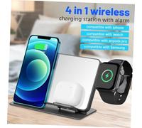 Tofficu Station de Charge sans Fil avec Réveil LED et Affichage Température Chargeur Induction Rapide Sécurisé Compatible et Montres Dock Multifonction pour Bureau et Maison