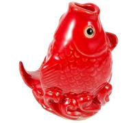 Tofficu Statue Texture Rouge de Carpe Décoration en Céramique et Robuste et Buse de Fontaine Grand Extérieure Intérieure pour Jardin Étang