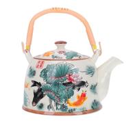 Tofficu Théière en Céramique Rétro à Motif Floral, Pichet Grosse Capacité 1,2 L Infuseur Intégré, Résistante Haute Température, pour Salon de Thé et Salle de Réunion