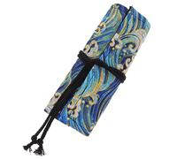 Tofficu Trousse À Crayons Esthétique De Style en Coton Et Lin Imprimé Capacité 12 Poches À Stylos Enroulable