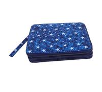 Tofficu Trousse à Crayons Portable Emplacements avec Couches Motif PU Organisateur Multifonction pour Bureau École et Artistes