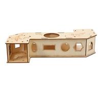 Tofficu Tunnel pour Hamster en Bois Naturel, d'exercice et Cachette Sécurisée, Double Tube Modulable, Accessoire Solide pour Cage Petits Animaux, Favorise Jeu et Bien-cobayes