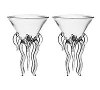 Tofficu Verres à Vin Transparent Verre à Martini Cthulhu Style Verres à Cocktail Tasse de Vin Verre Cristal Clair pour La Cuisine Bar Fête de Noël Décoration de Mariage 2 Pièces