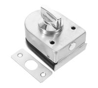 Tofficu Verrou de Porte Vitrée à Pince sans Perçage, Serrure de Sol en Acier Inoxydable avec Bouton Rotatif, Compatible Portes Coulissantes sans Cadre, Installation Manuelle Rapide