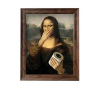 ToFlagify Affiches sur toile Mona Lisa - Décoration murale amusante pour salle de bain, toilettes - 28 x 35,6 cm