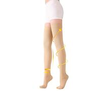 TOFLY Bas de compression à cuisse haute, opaque, soutien ferme Compression de gradient de 15-20 mmHg avec bande de silicone, bas de compression à bout fermé, gonflement du traitement, Beige S
