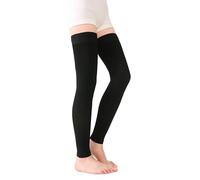 TOFLY Bas de compression à cuisse haute, opaque, soutien ferme compression de gradient de 20-30 mmHg avec bande de silicone, manchons de compression sans pieds, gonflement du traitement, Noir XL
