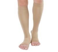TOFLY® Bas de compression hautes au genou, bout ouvert, soutien ferme 15-20 mmHg, chaussettes de compression opaques de maternité, soutien de la cheville et de la voûte plantaire, gonflement, varices