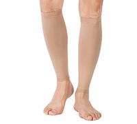 TOFLY Manchon de Compression de Mollet, 1 Paire - Hommes & Femmes, Chaussettes de Compression de Jambe 20-30mmHg pour Shin Splint, Soulage la douleur du mollet, Gonflement, Varices, Beige XL