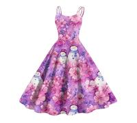 TOFOTL Cadeau Femme Noel Velour Anniversaire Adulte Tenue de Soiree Longue Pere Robe Longue de Noel Fete Elegante Elegant Santa Paillette Robe d'hiver pour Femme A-Pourpre S