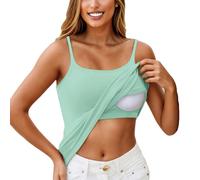 TOFOTL Caraco Femme Personnalisable Chic Et Élégant Tee-Shirt Soutien Gorge Intégré T-Shirt Top sans Manche Soirée Fine Bretelle Mes Commandes Femmes Ete Couleur Uni Grande Taille Débardeurs M