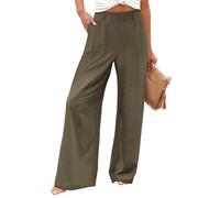 TOFOTL Commandes en Cours Pantacourt Blanc Femme Lin Coton Bouffant Baggy Ecossais Simili Souple Leggings Ample Survêtement Plage Ronde Chino Carotte Pantalon Molleton Chaud Femme Vert Armée XL